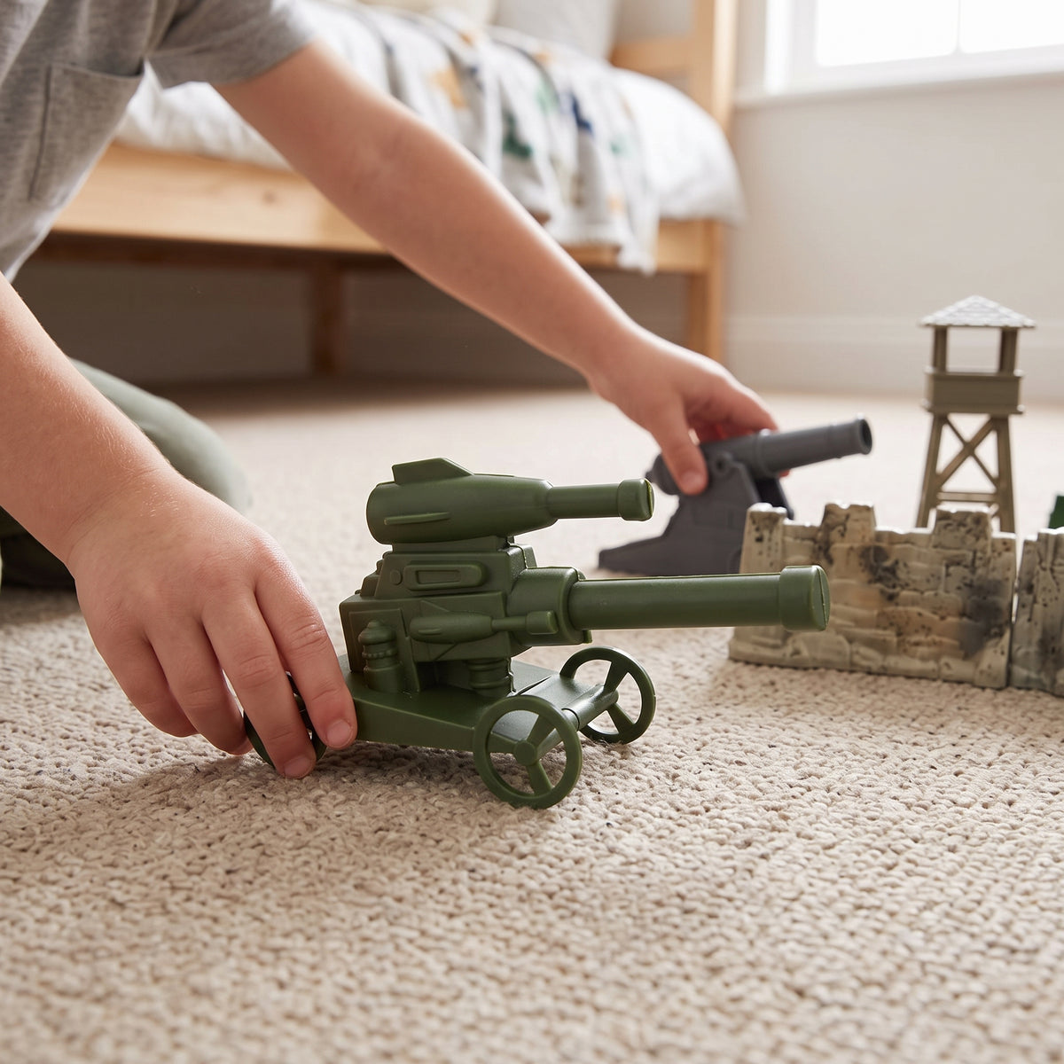 WWII Simulation Sandbox Scene Military Vehicle and Fortification Toy Model Set