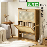Bamboo Rotating Shoe Rack with 3 Doors, Space-Saving Entryway Cabinet