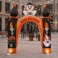 Inflatable Arch with Skeleton Inflate Inflatable Arch Halloween Archway Spooky Archway with Skeleton Outdoor for Homeowners
