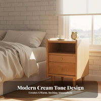 Nightstand with Drawers Long-Lasting and Sturdy 2-Drawer Wooden Cabinet