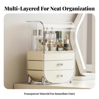 Multi-Compartment Desktop Makeup Organizer Large Capacity Makeup Organizer Box Ideal Gift Dustproof Cosmetic Display Case Sturdy for Women, Beauty Lovers, Teens, Dressing Table, Dresser Top, Bedroom, Bathroom Counter