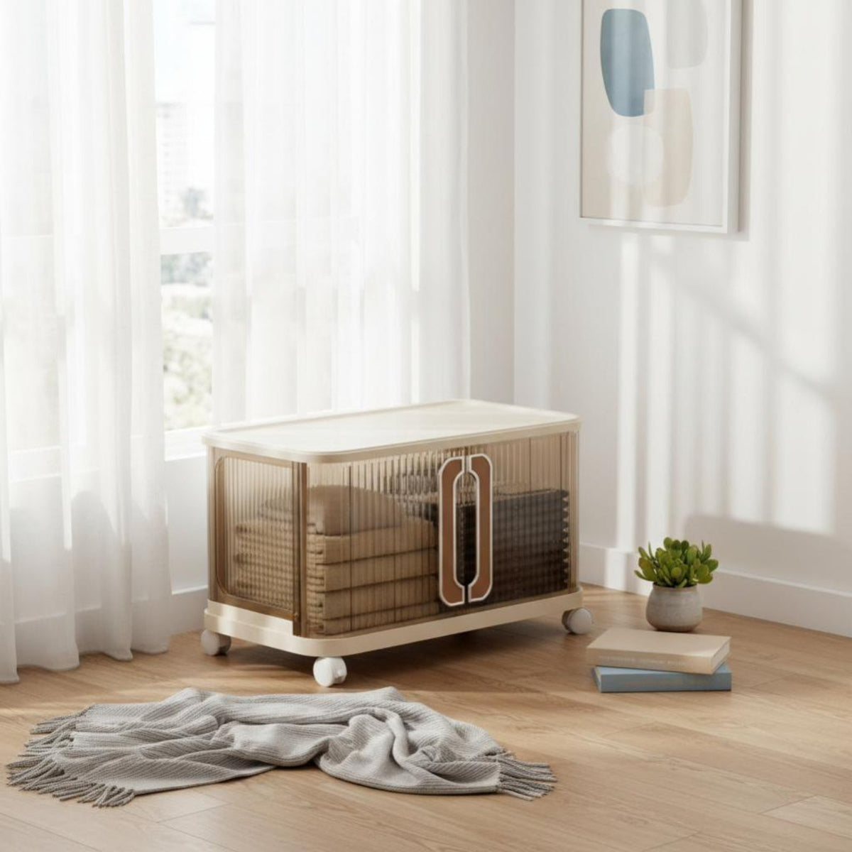 Foldable Design foldable Storage Cabinet Large Capacity foldable Box with Front Doors Secure Latch Organizing Bin Toolwithout tools Assembly for Homeowners, Apartment Dwellers, Bedroom, Living Room, Closet, Kitchen