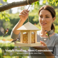 Automatic Dispensing Hanging Gazebo Feeder Weather Resistant Bird Feeding Station Weatherproof Seed Dispenser Easy to Fill for Nature Lovers, Gardeners, Homeowners, Outdoor, Outdoors, Yard, Patio