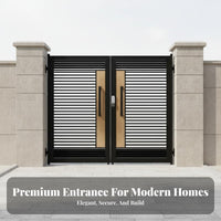 Wrought Iron Villa Gate Weather-Resistant Modern Louvered Gate Rust-Resistant Property Enclosure for Homeowners, Courtyard, Home Entrance, Driveway