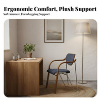 Curved spine supportrest Armchair Wabi-Sabi aesthetic Dining Chair Padded Seat Minimalist for Homeowners, Home Office