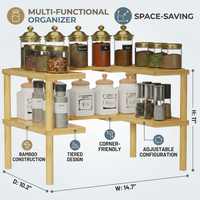 2-Tier Rotating Spice Rack Organizer for Kitchen Countertop, Turntable Spice Holder for Cabinet, Revolving Seasoning Rack, Storage, Bamboo Spice Rack