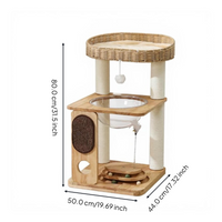 Multi-level compact wood cat tree