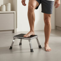 Single-Step Ladder Low-Profile Step Stool with Handle Adjustable Stepladder for Adults, Seniors, Kitchen, Car Washing