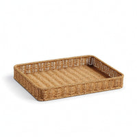 Rattan Tray Natural Woven Basket Tray Handwoven for Desktop, Shelf