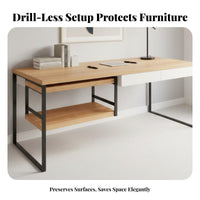 Under Desk Organizer Hanging Bookshelf Anti-Scratch Protection No Drill Under Desk Shelf Storage Rack for Students