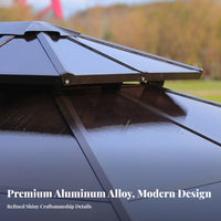 Aluminum Frame Gazebo Waterproof Rigid-Roof Gazebo Weather Resistant Double Roof Pavilion for Homeowners, Families, Backyard, Courtyard, Lawn