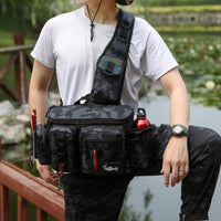 Fishing Shoulder Bag Multiple Pockets Crossbody Fishing Bag Adjustable Strap