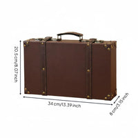 Vintage Suitcase Storage Case Rustic Charm Retro Leather Trunk Box Gift-Ready Wooden Luggage Trunk for Shop Window, Bedroom