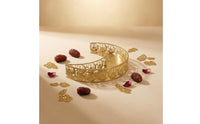 Gold-Colored Crescent Serving Tray Traditional Motifs Openwork Tray