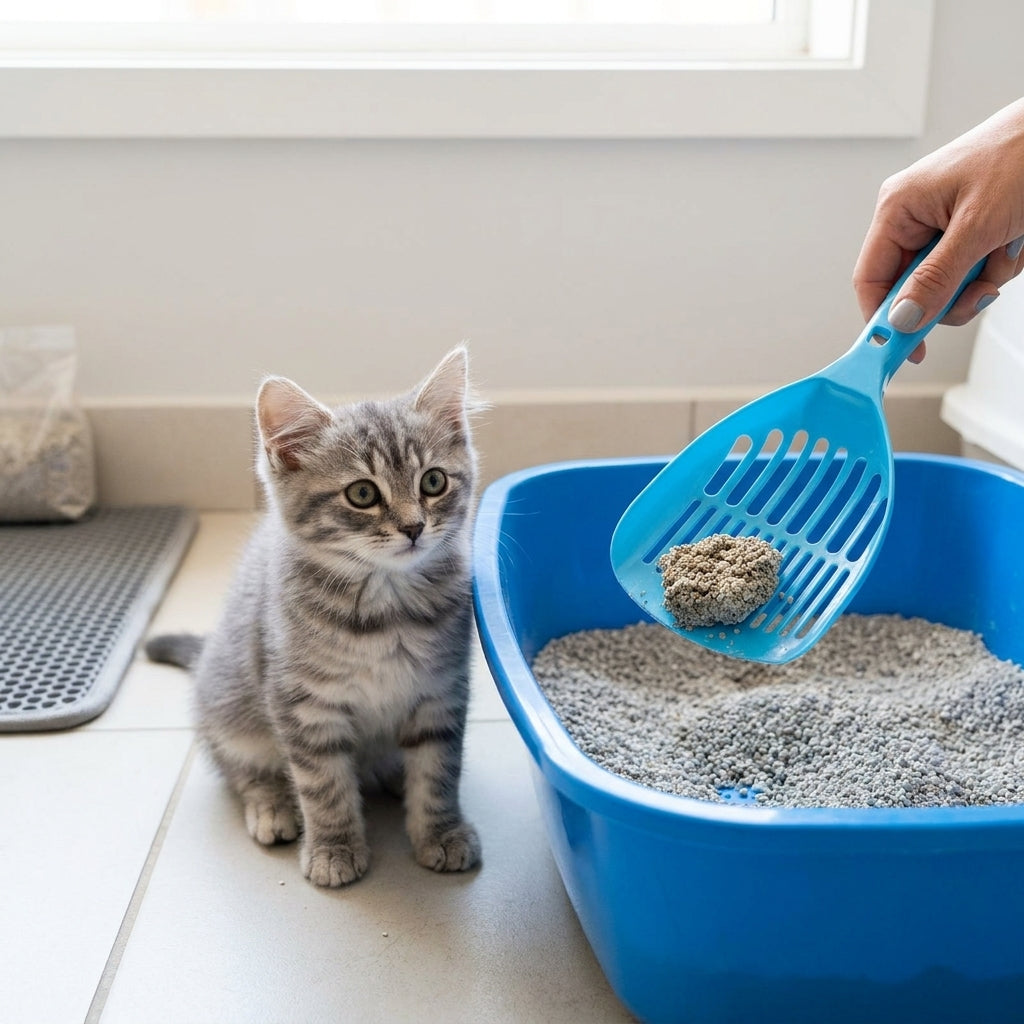 Litter Sifter Cat Sieve with Long Grip, PP Material Sifting Tool with Hanging Hook, Fast Draining Holes for All Cat Litter