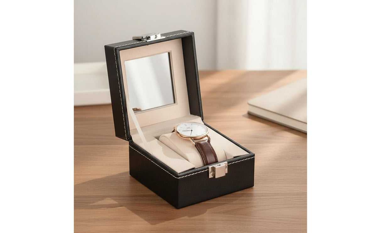 Single Watch Display Box Soft Interior Lining Single Watch Box Secure Clasp Scuff Resistant