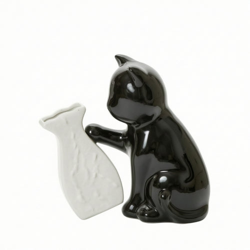 Ceramic Cat Vase Matte Vase with Cat Figure Artistic for Living Room, Entryway
