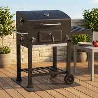 Char Grill with Side Shelf Outdoor Char Grill with Wheels for Home Cooks, Backyard, Patio, Cookouts