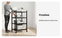 With Locking Casters Audio System Equipment Rack Space-Saving Vertical Design High-Fidelity Amplifier Stand Stable Steel Frame Multi-Tier Audio Stand Heavy Duty for Audiophiles, Home Theater, Listening Room