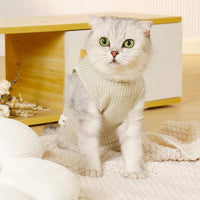 Cat Recovery Suit with Adjustable Neckline, Post Surgery Full Body Sleeveless Design, Anti Licking Fastener Closure, All Seasons