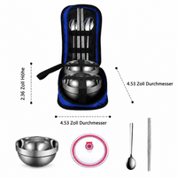 Double-walled cutlery set, travel cutlery set made of 304 material, dishwasher-safe for picnics & camping, portable camping cutlery with bag