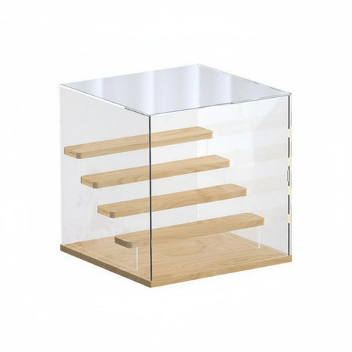 Acrylic Display Case Wooden Shelves Household Storage Transparent