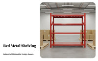 Red Metal Storage Rack Modular Design Adjustable Multi-Layer Shelf High Load Capacity Heavy Duty Warehouse Shelving for Homeowners, Stockroom, Factory