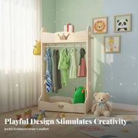 2 Pieces childs' Valet Stand Featuring Mirror Cartoon Design Young Child Playtime Costume Station Promotes Organization Easy
