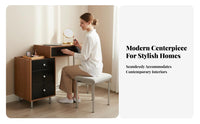 Expandableable Vanity with Mobile Cabinet Space-Saving Dressing Table Large Storage Capacity Rounded Corner Edges