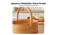 Handled Wood Chip Basket Japanese carrying design Tote With Carrying Handle