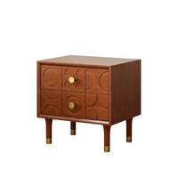 Carved 2-Drawer Nightstand Versatile Use Bedside Cabinet Large Capacity