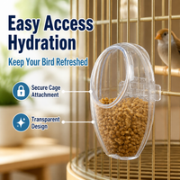 2 Pcs Water Bottle for Birds, Clear Cage Water Dispenser, Automatic Poultry Waterer, Portable Clip On Feeder for Aviary