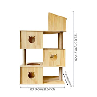 Wood cat tree with condo