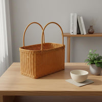 Imitation Rattan Picnic Basket Household Storage Lightweight Shopping Tote for Gardening