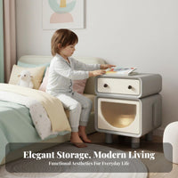 Nightstand with Drawers For Small Spaces cumulusShaped End Table Rounded Corners