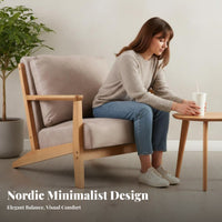 Stylish Design Upholstered Armchair Thick Padded Cushions Wooden Frame Armchair High-Density Foam Lounge Seating Sturdy Construction for Business Owners, Book Lovers, Office, Reception Area, Living Room, Reading Nook