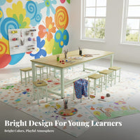 Colorful Kindergarten Table and Chair Set Multiple Colors Available Primary School Art Desk and Stool Versatile Modular Training Class Table