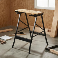 Folding Workbench Metal Frame Portable Workbench Round Holes Shop Gear for Carpentry