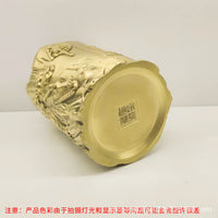 纯铜呼啸山河笔筒工艺品摆件 文化用品摆件实心黄铜笔筒一体铸造