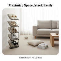 Space-Saving Narrow Shoe Shelf Unrestricted Standing Stackable Shoe Rack Easy Assembly High Bearing Capacity for Students, Apartment Dwellers, Families, Entryway, Dorm Room, Bedroom, Bathroom