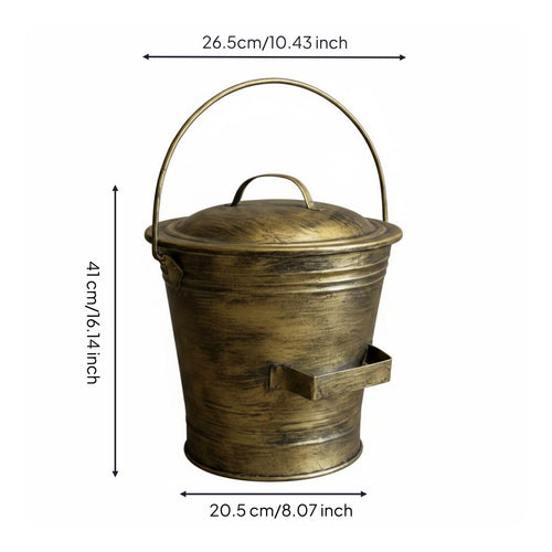 Fireplace Ash Pail Side Handle Ash Pail Heavy-Duty for Outdoor