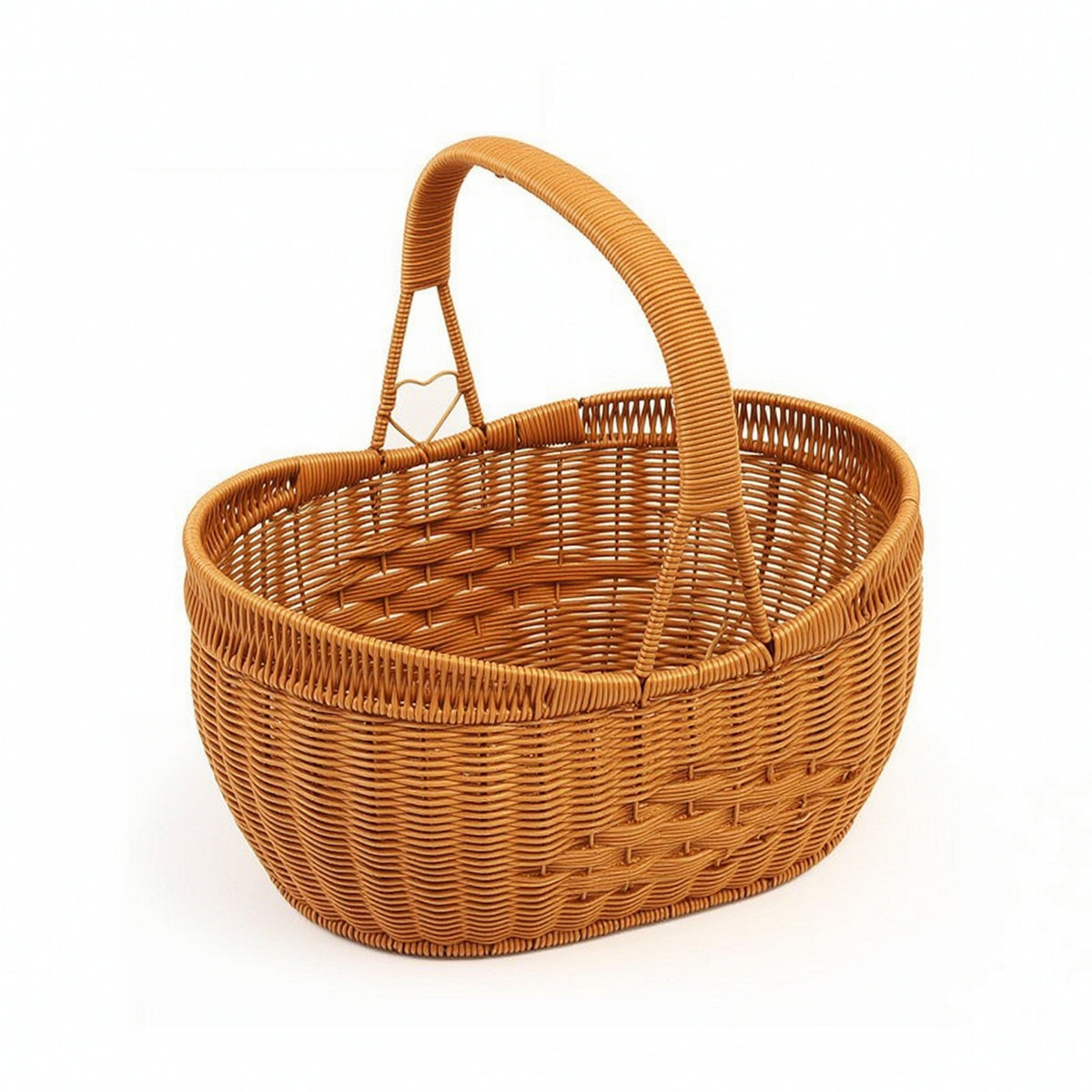 Basket with Handle Woven Rattan Basket Natural Long-Lasting for Picnic, Flower Arranging
