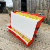 Automatic Quail Feeder Trough with Anti-Scratch Bar, No Waste Small Bird Feeder for Aviary and Cage, Multi-Hole Compartment for Chicks and Fowl