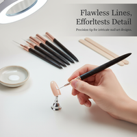 Ebony Nail Art Liner Brush Set for Fine Line Painting and Detailing