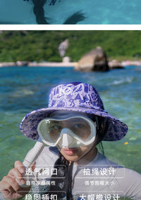 NuJune沙滩浮潜帽防紫外线网眼潜水帽冲浪游泳帽钓鱼渔夫帽赶海帽