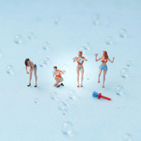 4 Pieces Collectible 1:64 Car Wash Girl Set Hand-Painted Car Scene Display Scene Figures for Collectors, Display Case