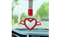Decorative Heart Car Pendant Lightweight Car Ornament with Wings Compact Angel Wings Pendant Colorfast for Drivers