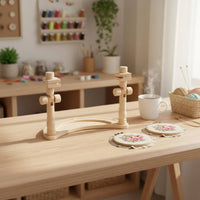 Beech Wood Embroidery Stand Stable Base Double Post Embroidery Stand Hands