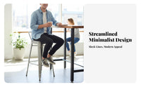 Built-in Footrest Industrial Bar Table and Stool Set Sturdy Construction Industrial High-Top Table Minimalist Aesthetic Commercial Furniture Heavy-Duty for Interior Designers, Apartment Dwellers, Coffee Shop, Restaurant, Small Areas, Dining Area