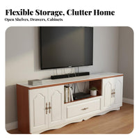 TV Stand with Storage Cabinets Entertainment Center Television Console Sturdy Glass Top with Open Shelves Suitable for Families Small Apartments Bedroom